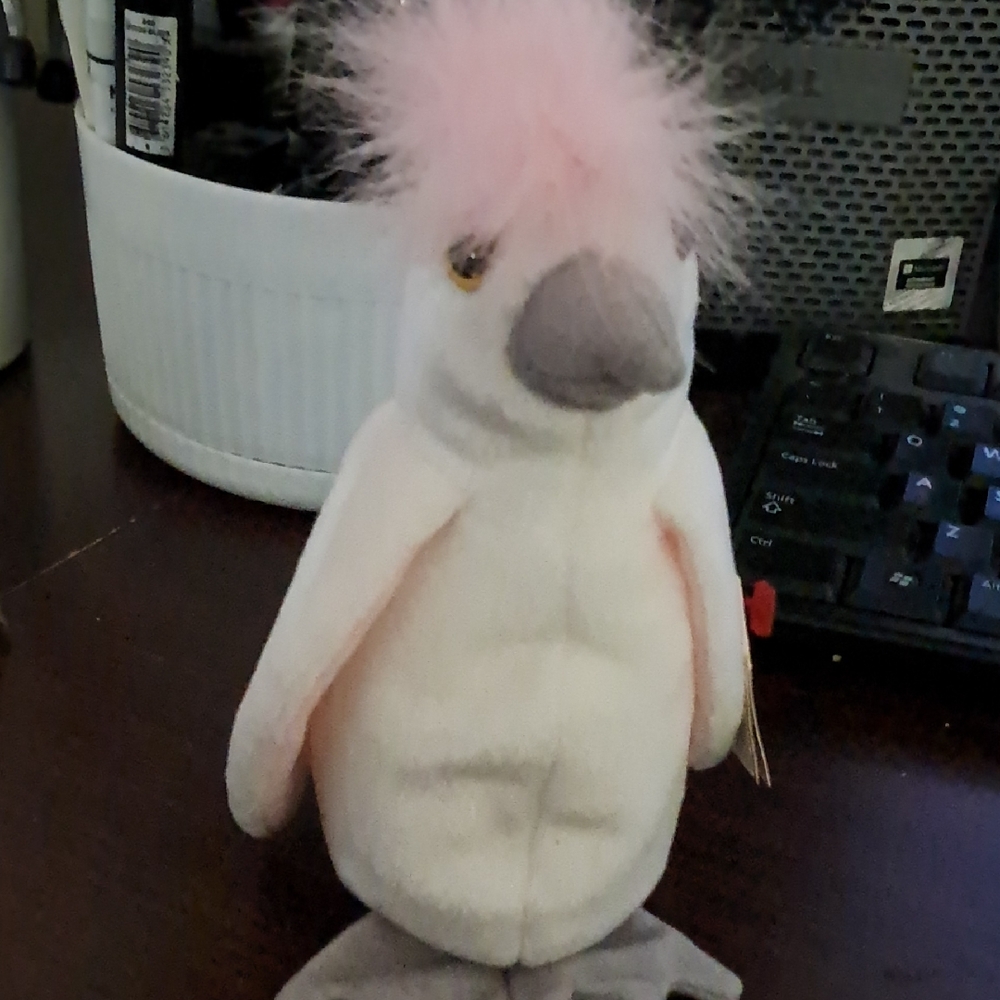 Plush Pink and Gray Bird Toy